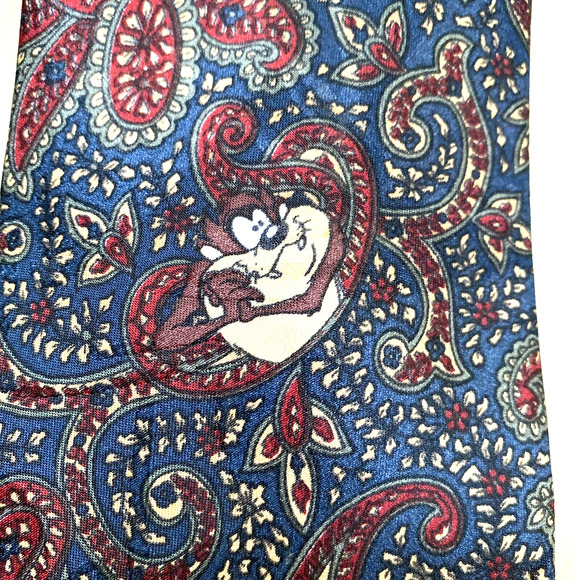 Vintage Looney Tunes Men's Necktie Bugs Bunny Wile E Coyote TAZ Paisley 1994 - Picture 2 of 7